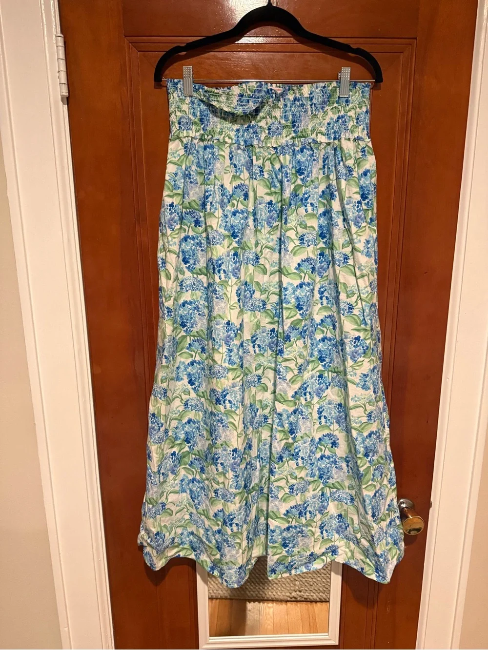 Hill House Home Blue and Green Smocked Waist Maxi